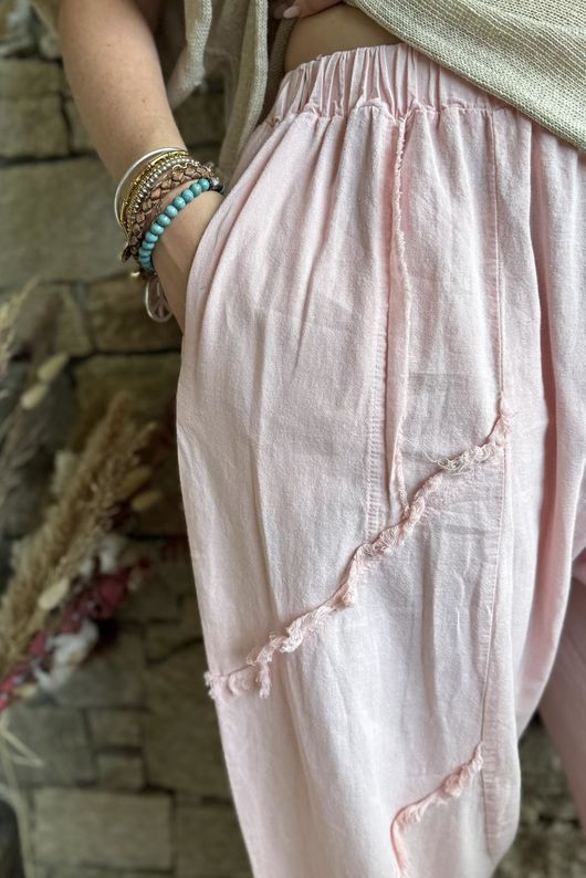 Rustic Nature Linen Blend Barrel Pant Washed Sugar
